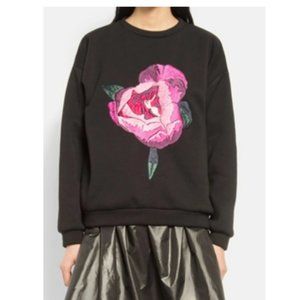 christopher kane embroidered rose sweatshirt